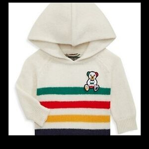 Cashmere Hudson's Bay stripes Baby sweater & cotton Onsie, Sz 0-6m